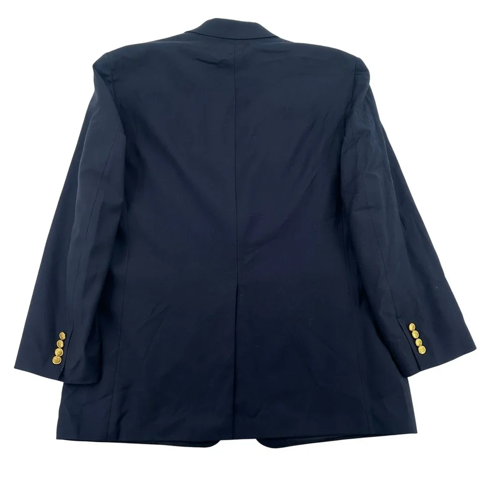Lauren Ralph Lauren Mens Wool Blend Blazer Navy Blue Sport Coat Gold Buttons